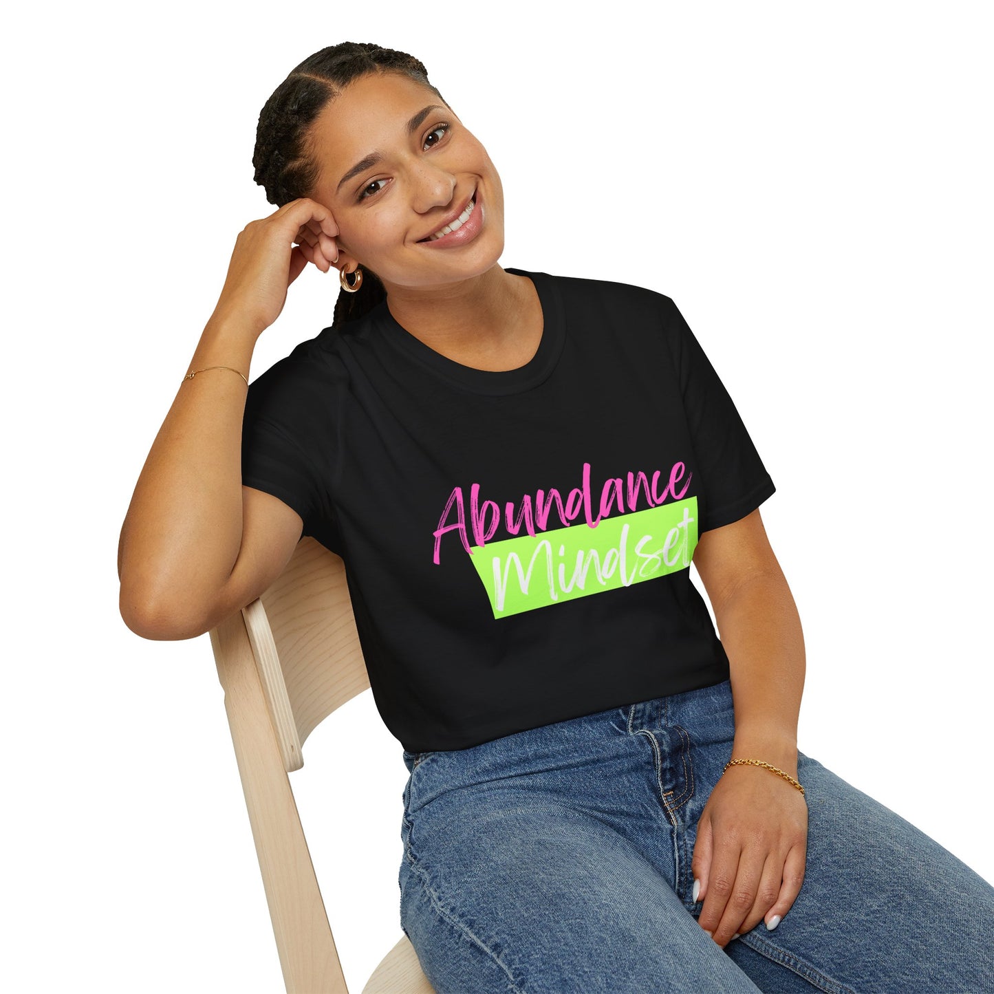 Abundance Mindset T-Shirt - Pink & Green