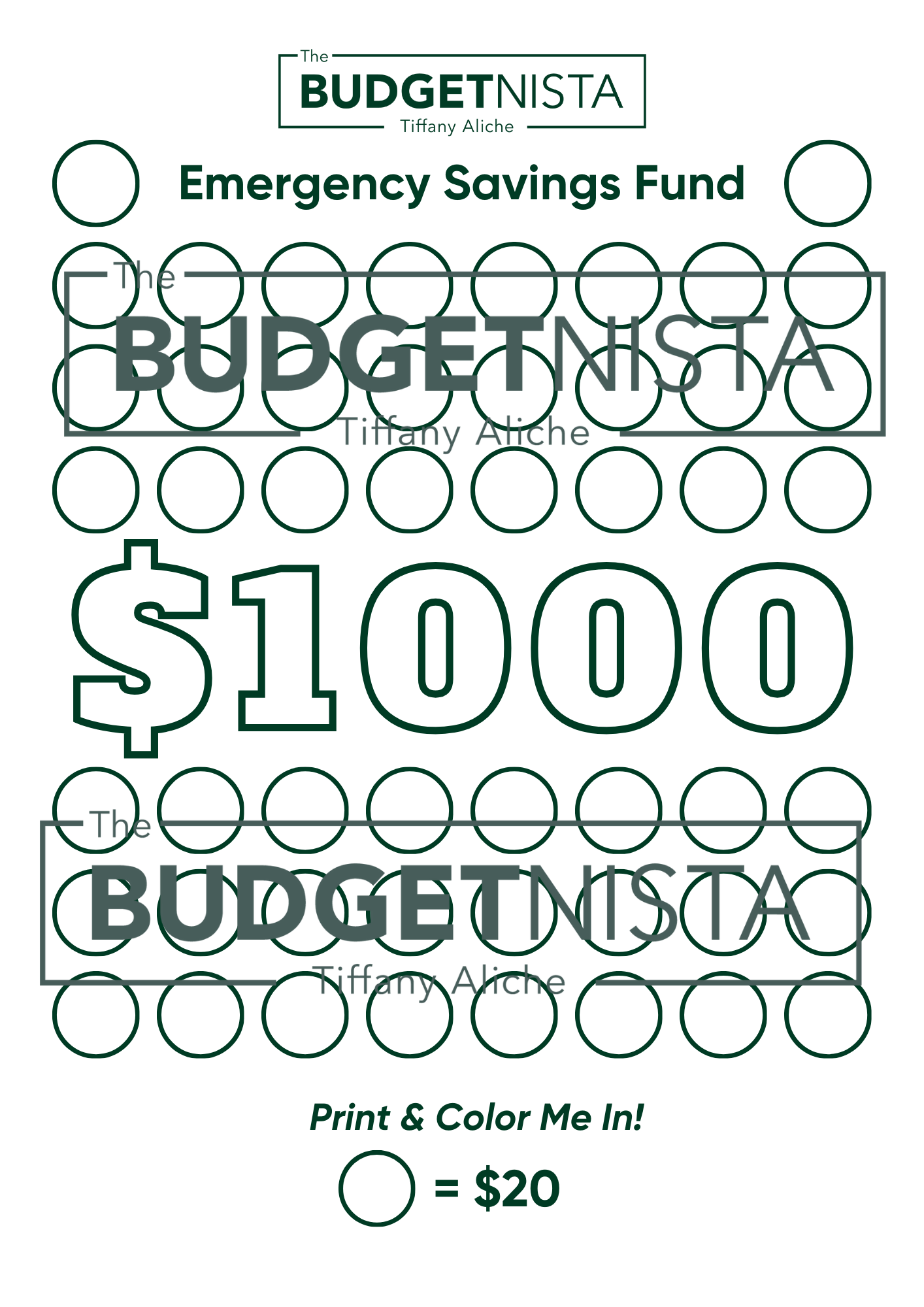 Emergency Savings Coloring Tracker (Download)